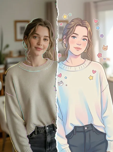 Split portrait dual-style prompt