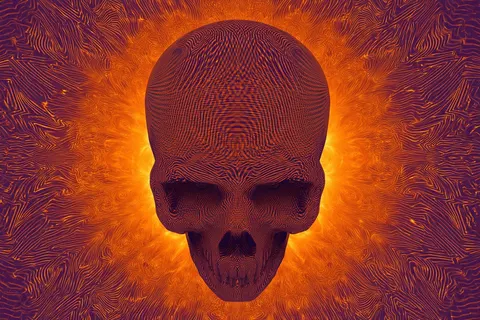 Op Art solar flare skull prompt