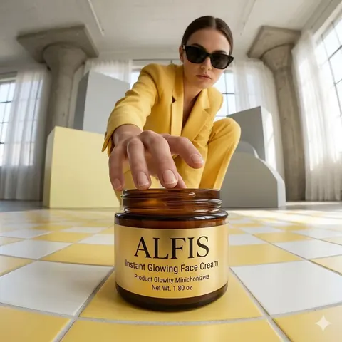 Yellow suit skincare product prompt