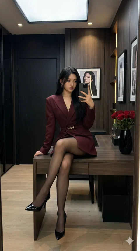 Moody mirror selfie portrait prompt