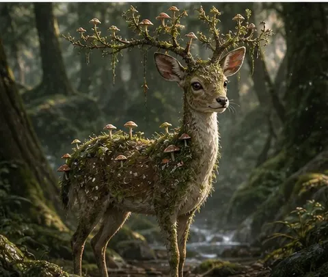 Moss Deer Fantasy Creature Prompt