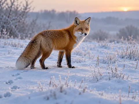 Red Fox Snow Tracks Wildlife Photography Prompt