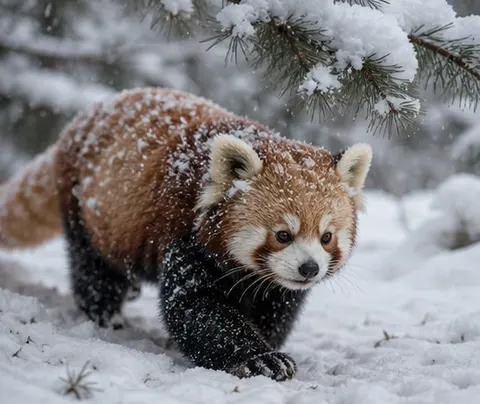 Red Panda Snow Photo Prompt