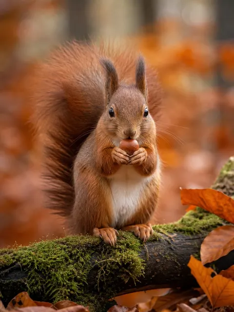 Red squirrel autumn forest wildlife prompt