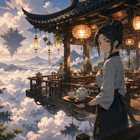 Cloud Teahouse Anime Prompt