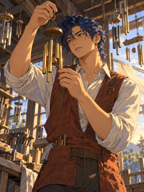 Original Wind Chime Tuner Anime Illustration Prompt