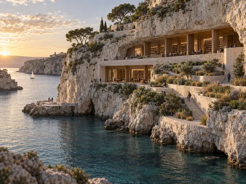 Cliffside Coastal Library Architecture Prompt