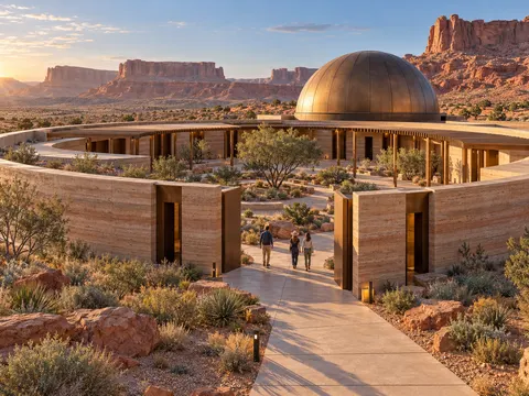 Desert Planetarium Shaded Courtyard Architecture Prompt