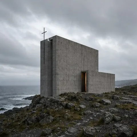 Seaside Concrete Chapel Prompt