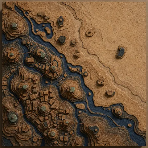Cork Growth Ring City Topography Collage Art Prompt