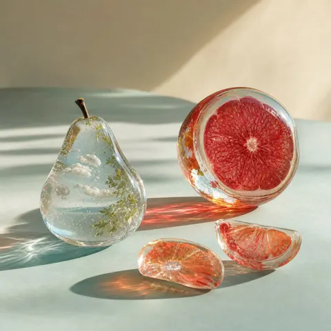 Transparent Glass Fruit Surreal Art Prompt