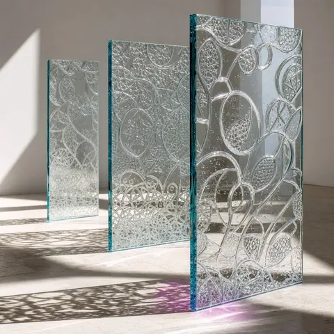 Lace Embossed Glass Installation Art Prompt
