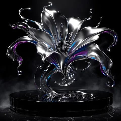 Liquid Metal Flower Abstract Art Prompt