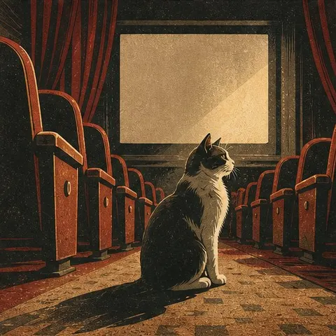 Retro Cinema Cat Illustration Prompt