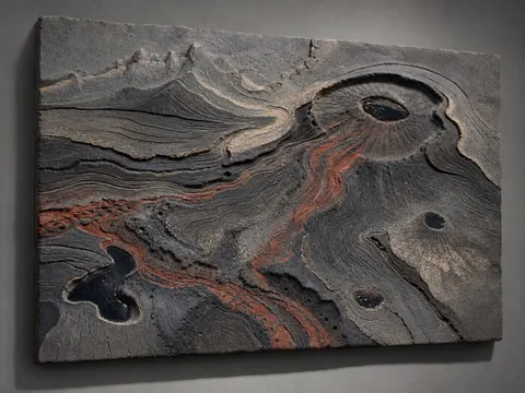 Volcanic Ash Ceramic Landform Relief Art Prompt