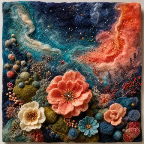 Wool Felt Nebula Garden Textile Art Prompt