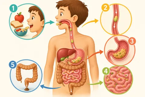 Human Food Digestion Process Educational Illustration Prompt