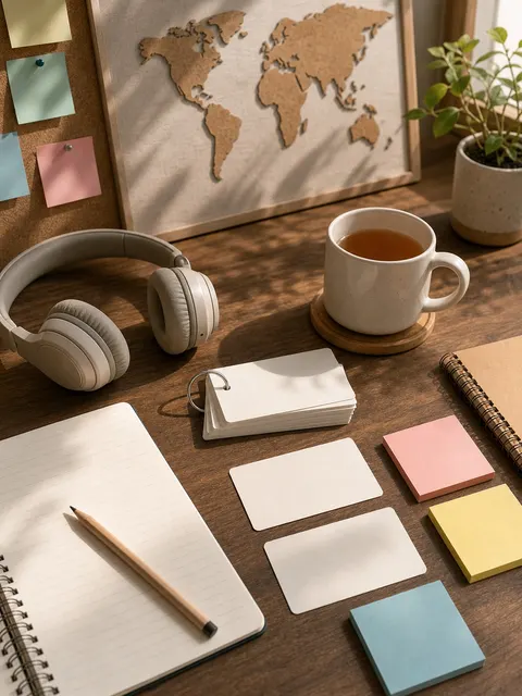 Language self-study desk prompt