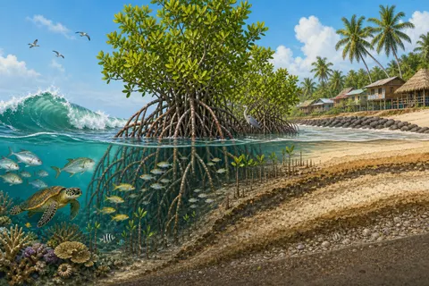 Mangrove Coastal Protection Cutaway Education Prompt