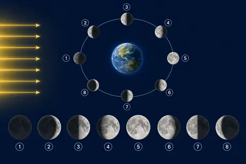 Eight Moon Phases Educational Illustration Prompt