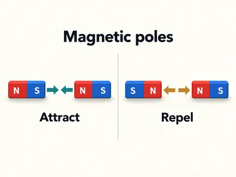 Bar Magnet Like and Unlike Poles Educational Diagram Prompt