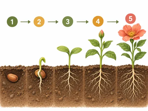 Seed Germination to Flower Educational Diagram Prompt