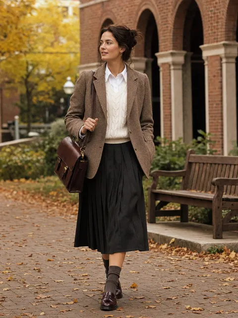 Autumn Vintage Preppy Outfit Fashion Prompt