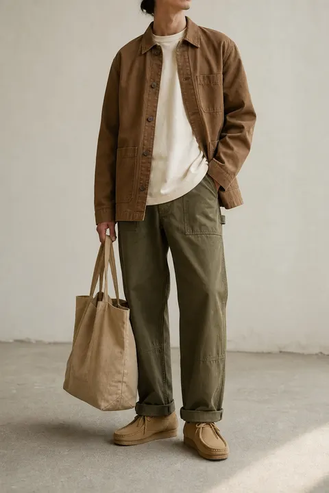 Coffee-toned workwear outfit prompt