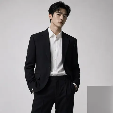 Monochrome Silhouette Suit Styling Prompt