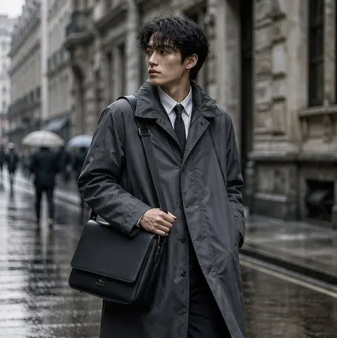 Rain Veil Trench Commute Styling Prompt