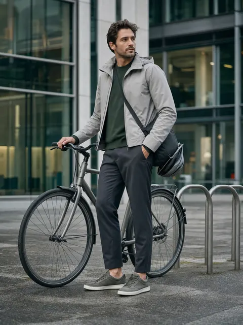 Urban Cycling Commute Outfit Editorial Prompt
