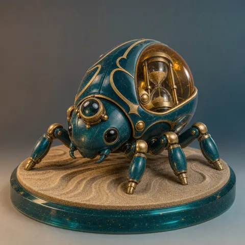 Hourglass Guardian Clockwork Beetle Designer Toy Prompt