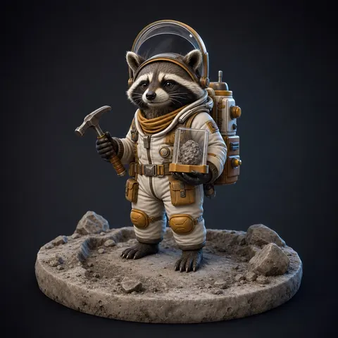 Lunar Geologist Raccoon Resin Figure Prompt