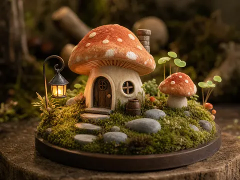 Mushroom forest collectible diorama prompt