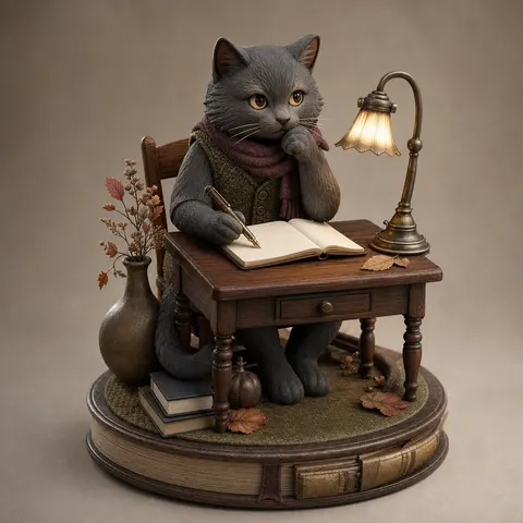 Original Poetcore Cat Writer Designer Toy Prompt