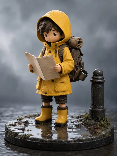 Raincoat explorer collectible figure prompt