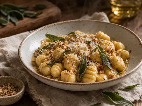 Sage brown butter gnocchi food prompt