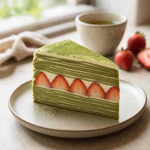 Matcha Strawberry Mille Crepe Cake Photography Prompt