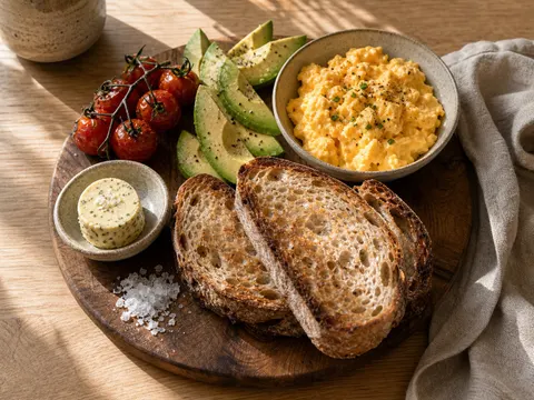 Sourdough breakfast board food prompt