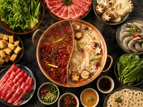 Spicy Hot Pot Ingredient Flat Lay Prompt