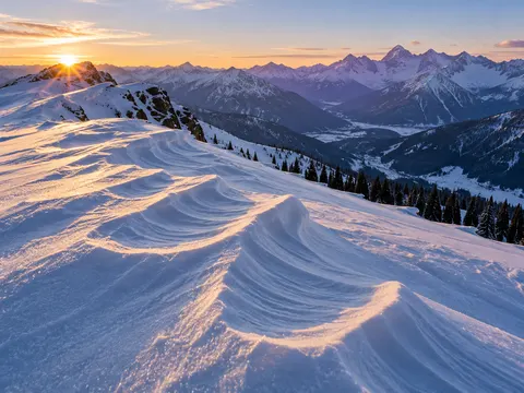 Alpine Snow Ridge Wind Ribbons Sunrise Prompt