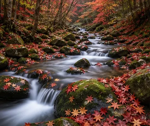 Autumn Maple Stream Prompt