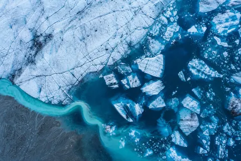 Cool Blue Glacier Lagoon Aerial Nature Photo Prompt