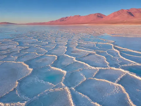 Geometric Salt Lake Crystal Aerial Prompt
