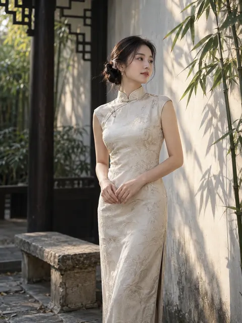 New Chinese Courtyard Qipao Photo Shoot Prompt