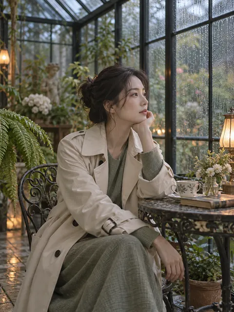 Rainy Glass Conservatory Editorial Photo Prompt