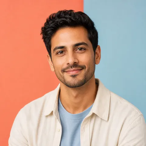 Color-block creative headshot portrait prompt