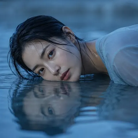 Cool Water Reflection Portrait Prompt
