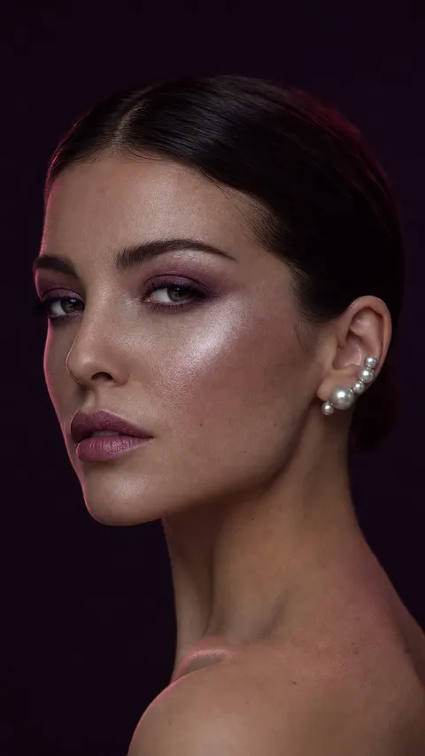 Plum Noir Pearl Lustre Beauty Portrait Prompt