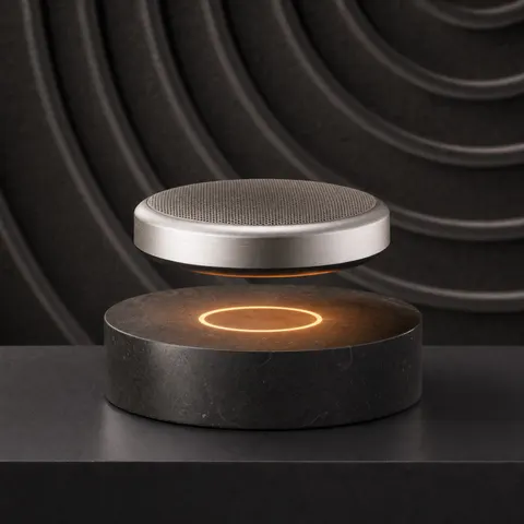 Levitating Desktop Speaker Advertising Prompt